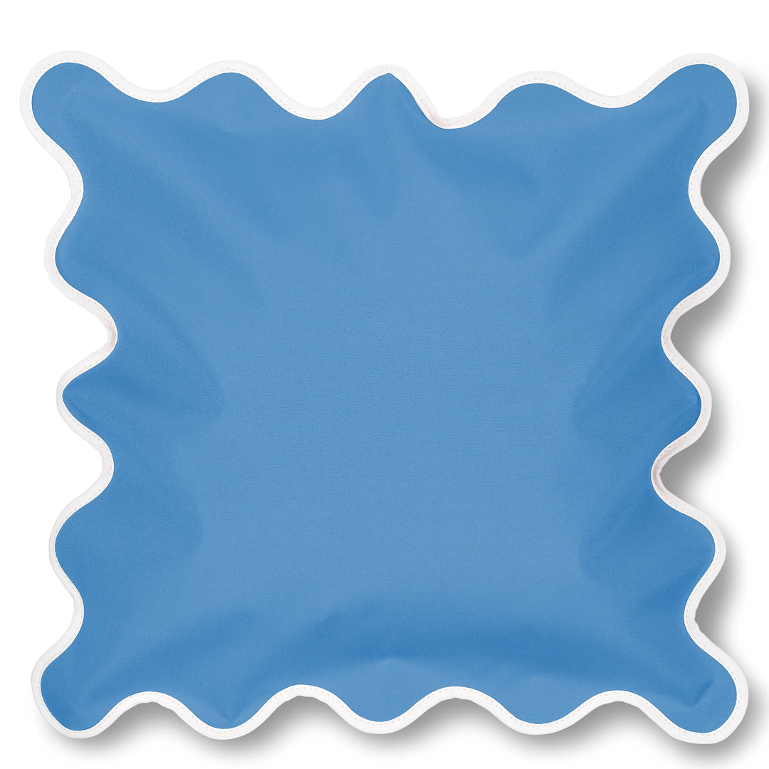 Campbell Parade - Azure Solid Scalloped Cushion