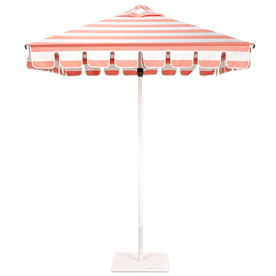 Original Parasol Co pink stripe square umbrella front 