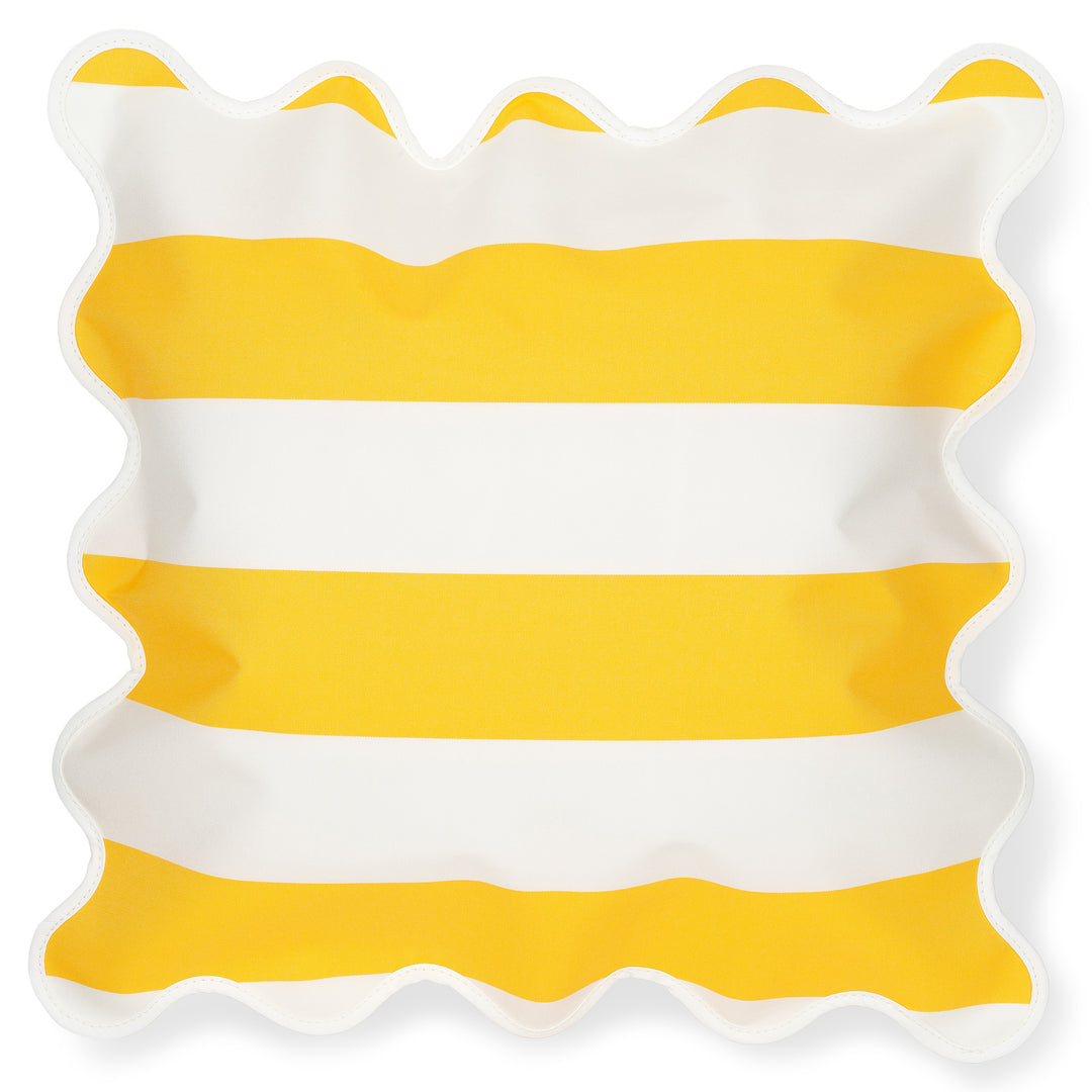Campbell Parade - Yellow Stripe Scalloped Cushion - originalparasolcompany
