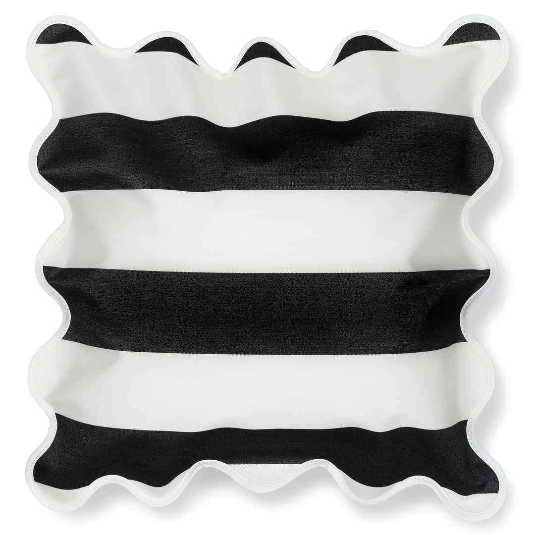 Campbell Parade - Black Stripe Scalloped Cushion - originalparasolcompany