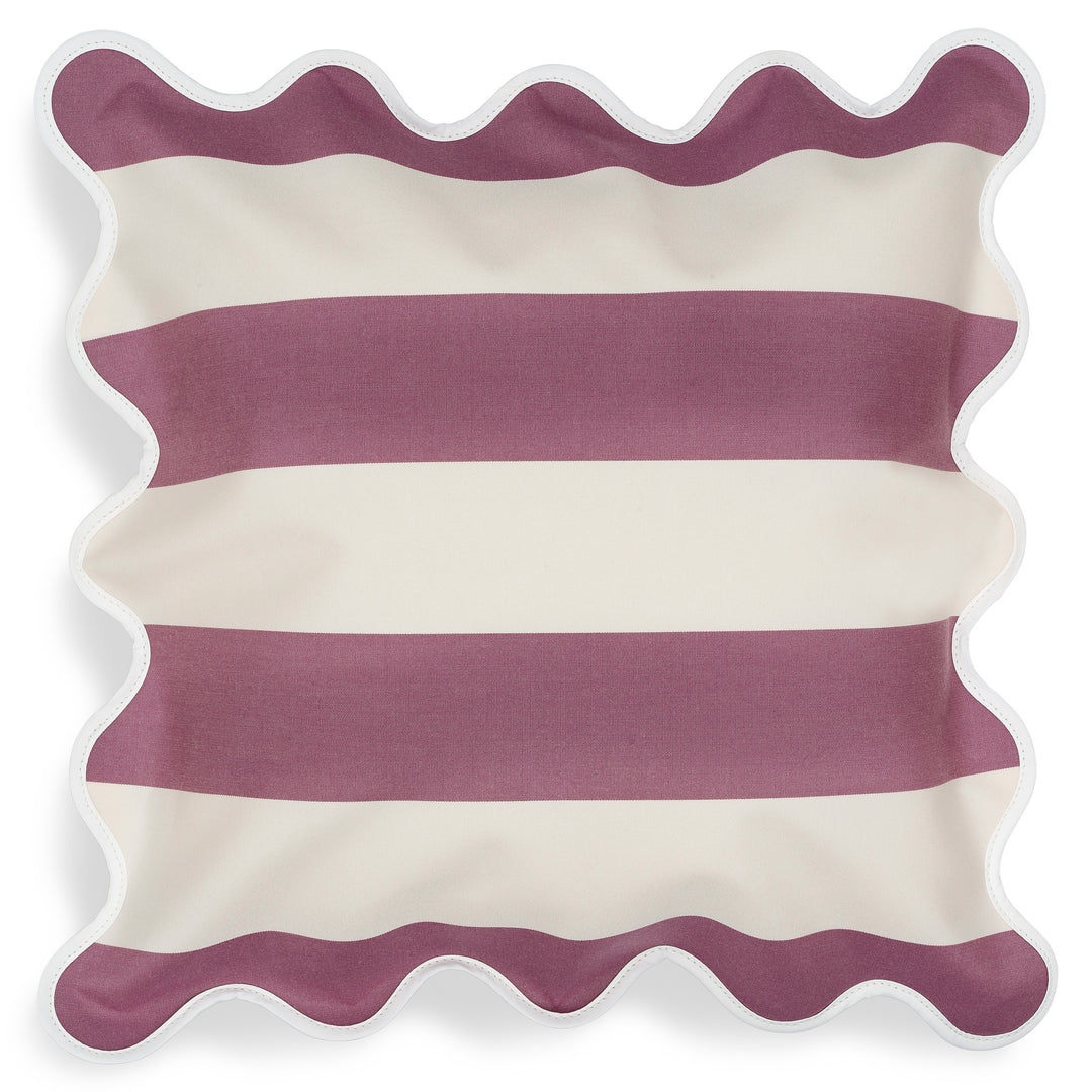 Campbell Parade - Mauve Stripe Scalloped Cushion - originalparasolcompany